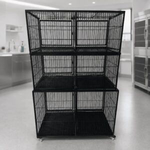 Canil de ferro com pintura eletrostática, 3 módulos, para uso veterinário