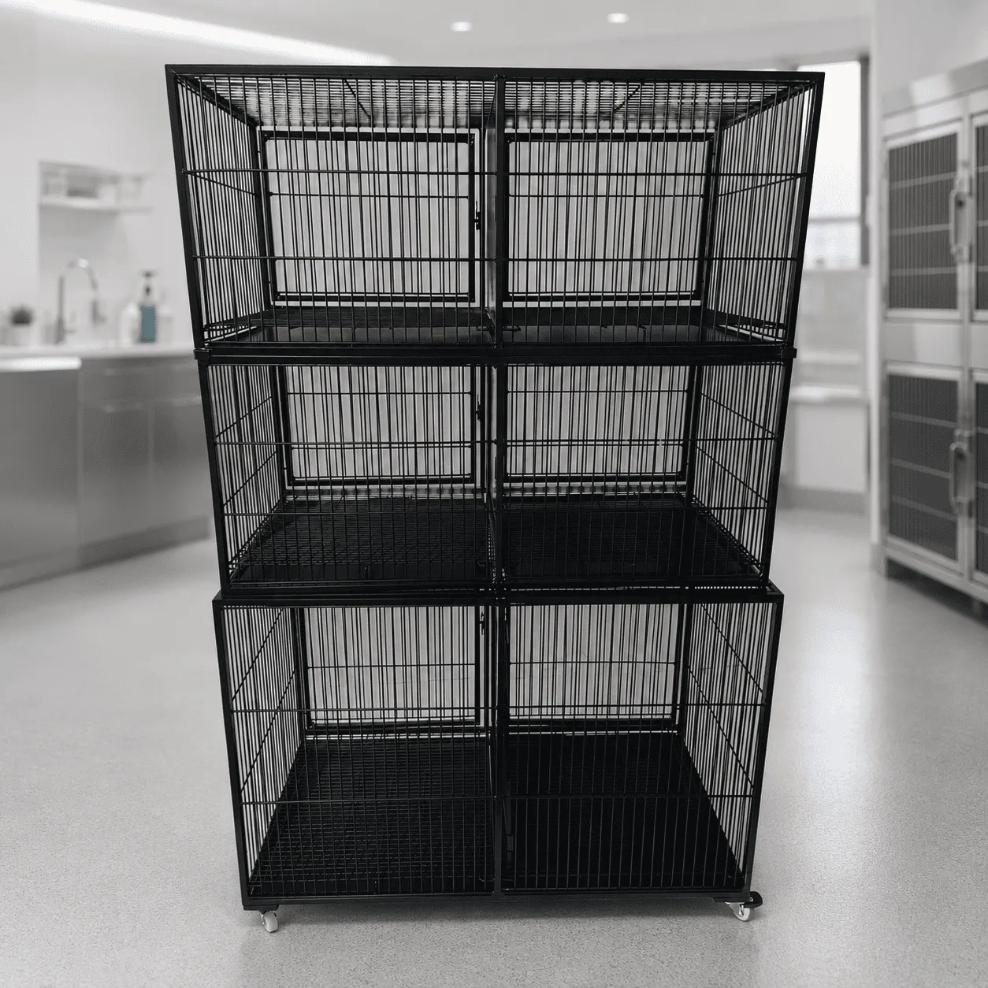 Canil de ferro com pintura eletrostática, 3 módulos, para uso veterinário